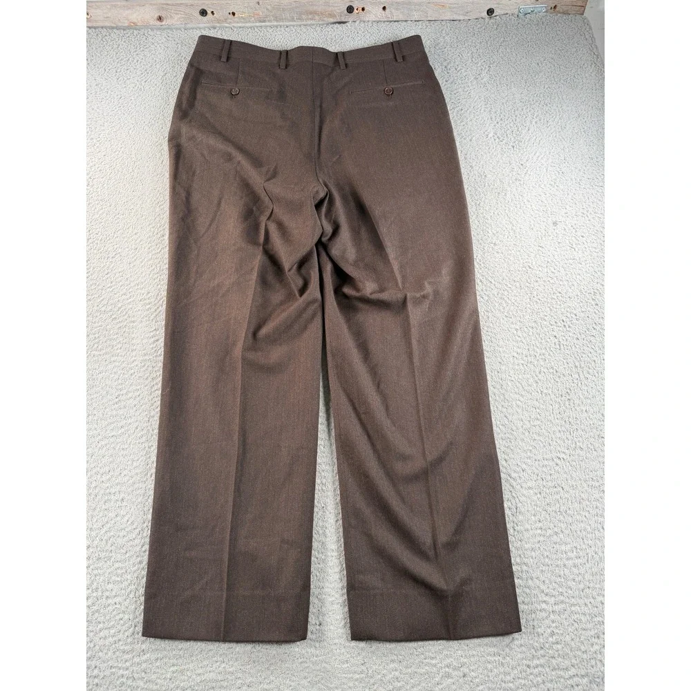 Canali Dress Pants Trousers Mens 34x28 Brown Pure Wool Italy Luxury Business